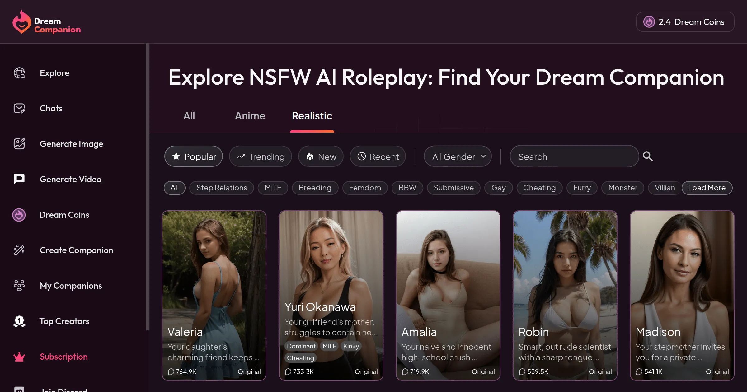 Dream Companion app interface preview