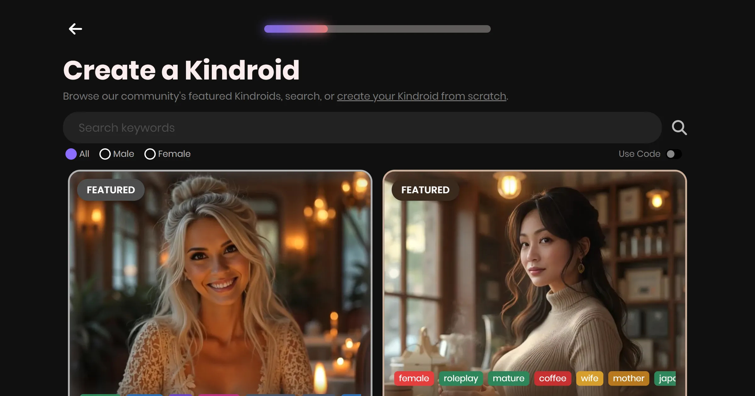 Kindroid app interface preview